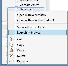 Opening Default Page in WebMatrix